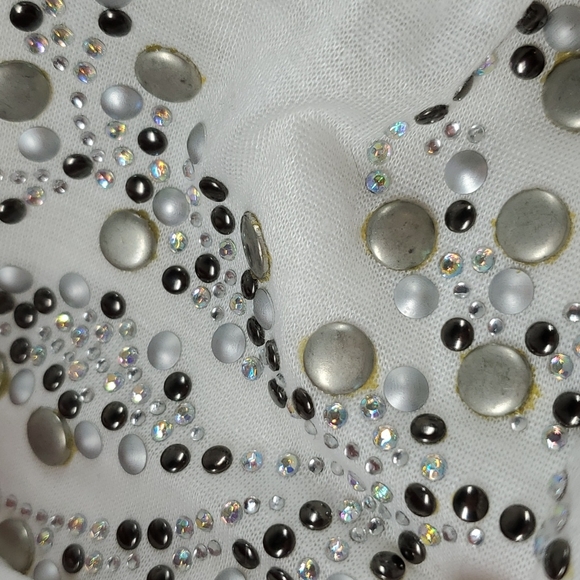 Papillon White Rhinestone Studded Infinity Scarf - Picture 7 of 8